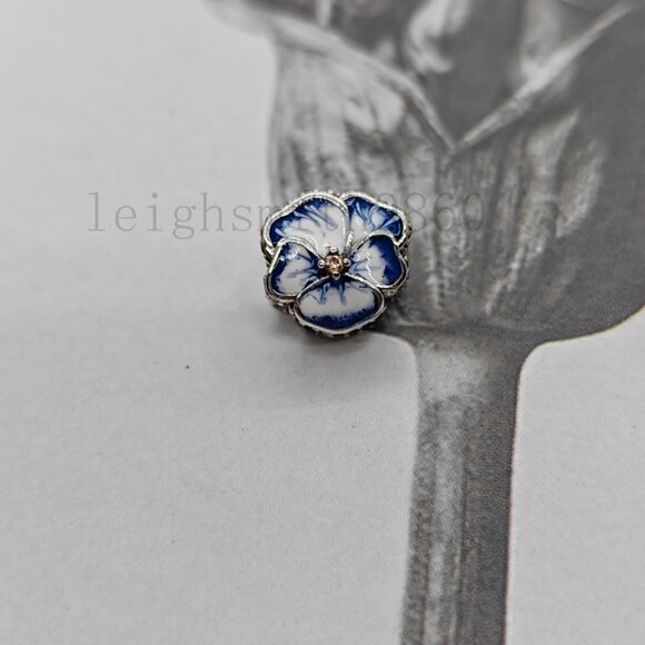 Pandora Blue Pansy Flower Charm - Picture 2 of 5